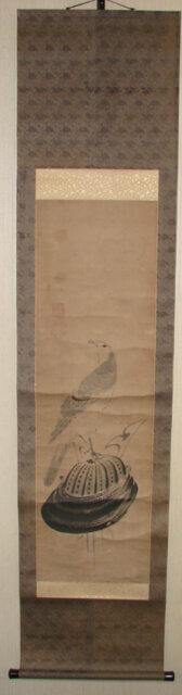 鷹　掛軸　修理